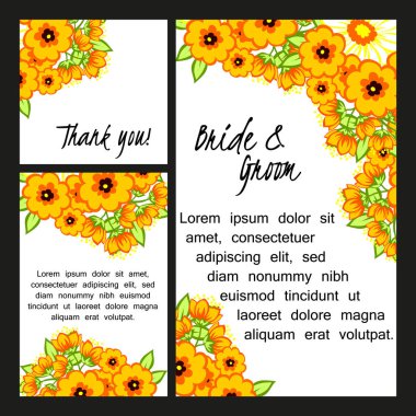 Çiçekli düğün davetiyesi.