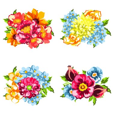 Dizi güzel renkli çiçekler