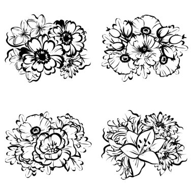 Dizi güzel süslü çiçekler