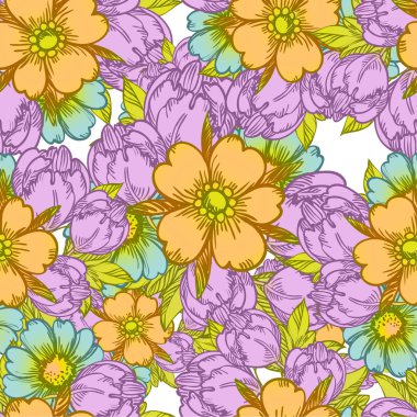 Sorunsuz suluboya çiçek deseni