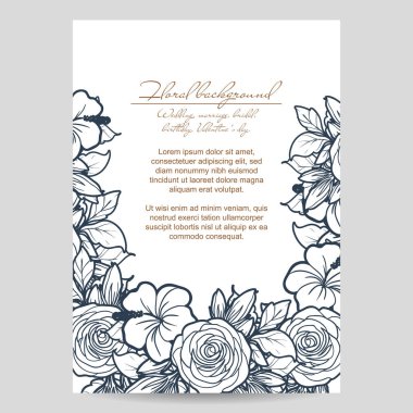 Çiçekli davetiye kartı