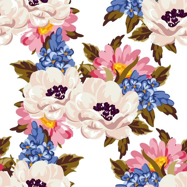 Motif de fleur aquarelle sans couture — Image vectorielle
