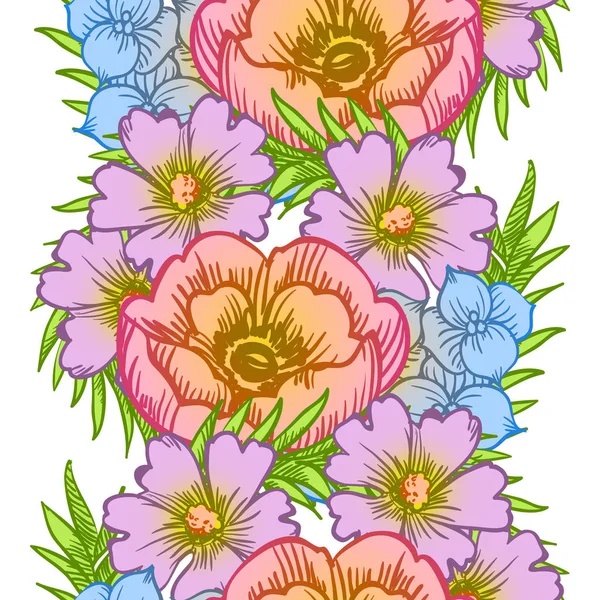 सीमलेस वाटर कलर फूल पैटर्न — स्टॉक वेक्टर