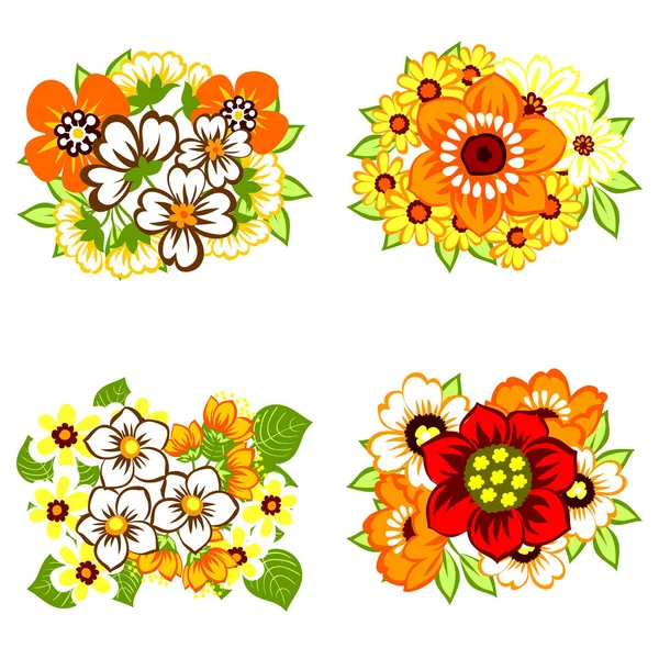 Conjunto de belas flores coloridas —  Vetores de Stock