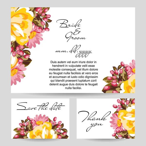 Carte d'invitation de mariage floral — Image vectorielle
