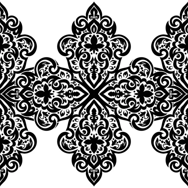 Motif orné monochrome sans couture — Image vectorielle