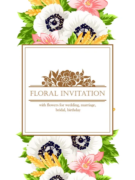 Floral invitation card — Stock Vector