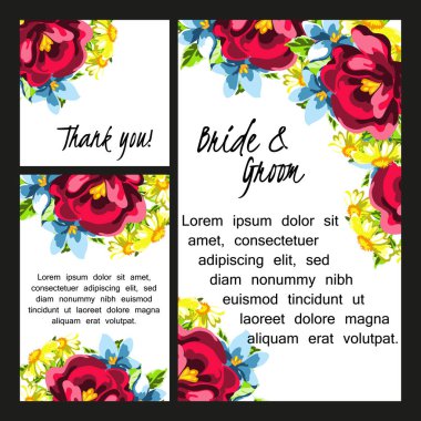 Çiçekli düğün davetiyesi.