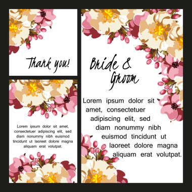 Çiçekli düğün davetiyesi.