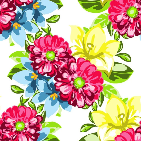 Patrón de flores de acuarela sin costura — Vector de stock