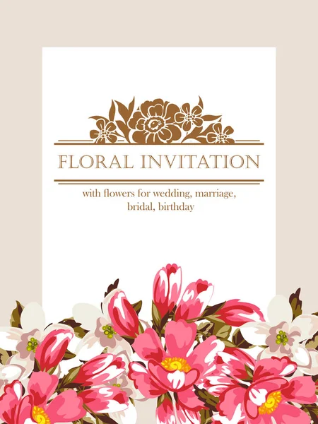 Bloemen uitnodigingskaart — Stockvector