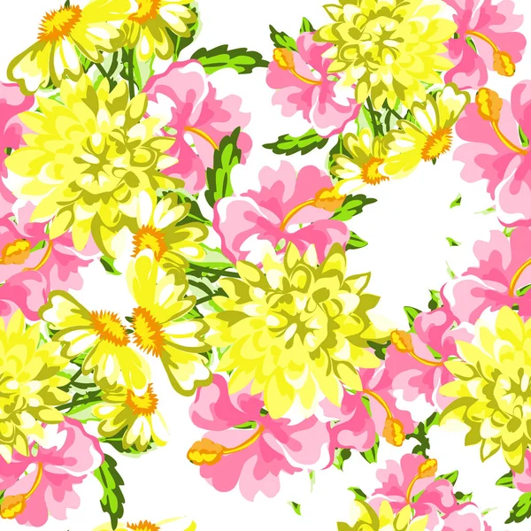 Patrón de flores de acuarela sin costura — Archivo Imágenes Vectoriales