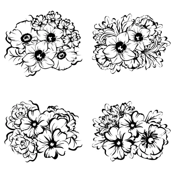 Set di bellissimi fiori ornati — Vettoriale Stock