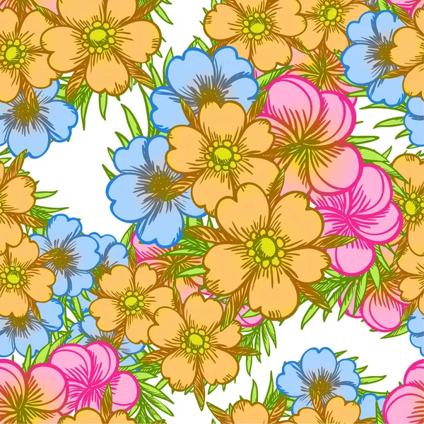 Motif de fleur aquarelle sans couture — Image vectorielle