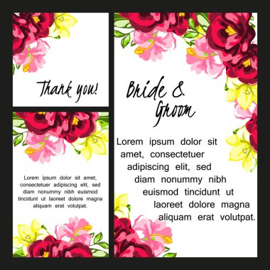 Çiçekli düğün davetiyesi.