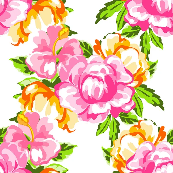 Seamless watercolor flower pattern — Stock Vector