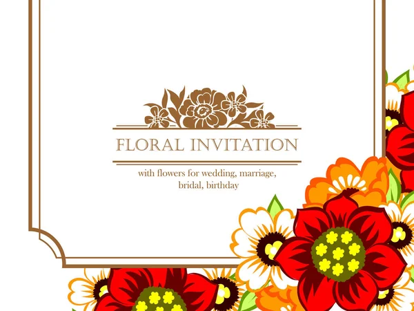 Karta s květinovým pozváním — Stockový vektor