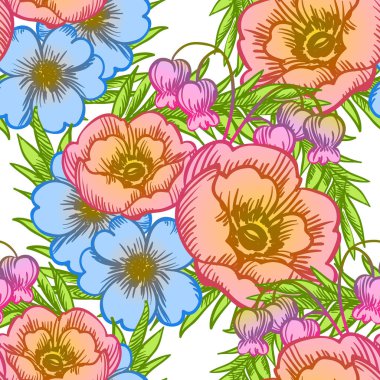 Sorunsuz suluboya çiçek deseni