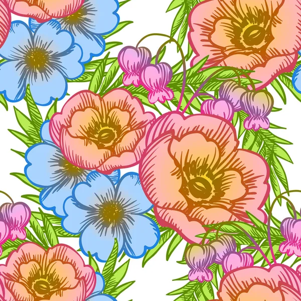 シームレスな水彩花柄 — ストックベクタ