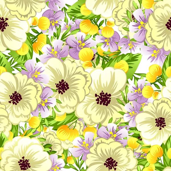 원활한 수채화 꽃 패턴 — 스톡 벡터