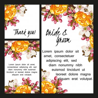 Çiçekli düğün davetiyesi.