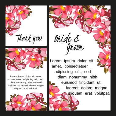 Çiçekli düğün davetiyesi.