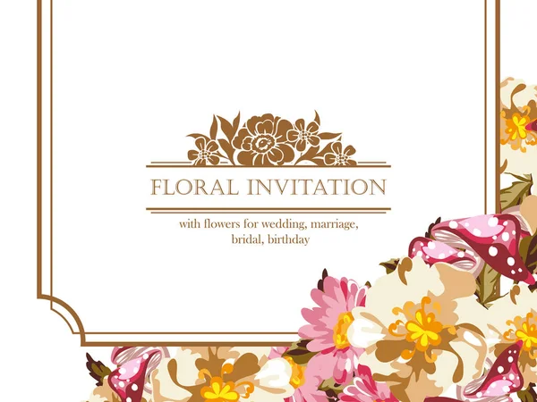 Tarjeta de invitación floral — Vector de stock