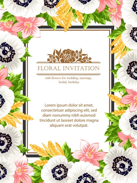 Tarjeta de invitación floral — Archivo Imágenes Vectoriales