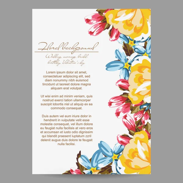 Bloemen uitnodigingskaart — Stockvector