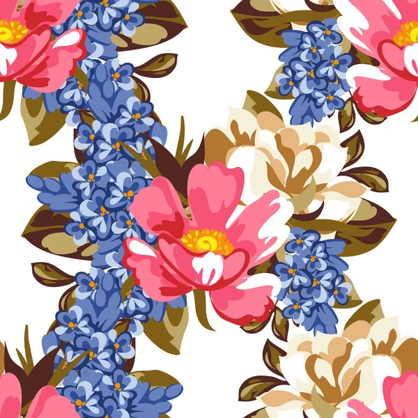 Motif de fleur aquarelle sans couture — Image vectorielle