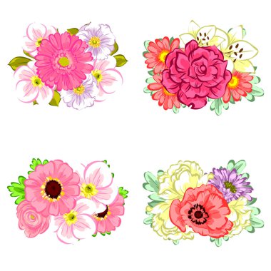 Dizi güzel renkli çiçekler