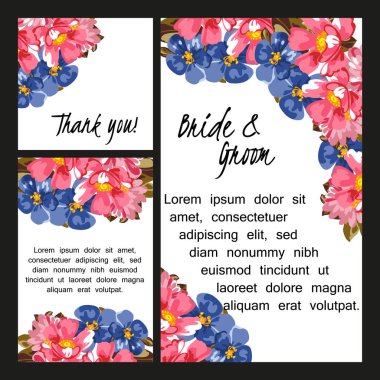 Çiçekli düğün davetiyesi.