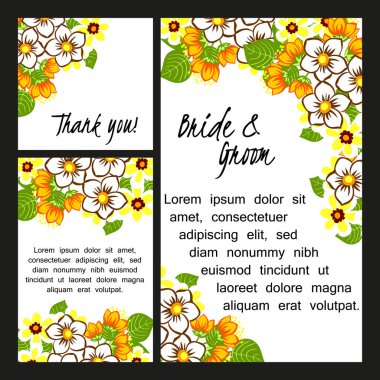 Çiçekli düğün davetiyesi.