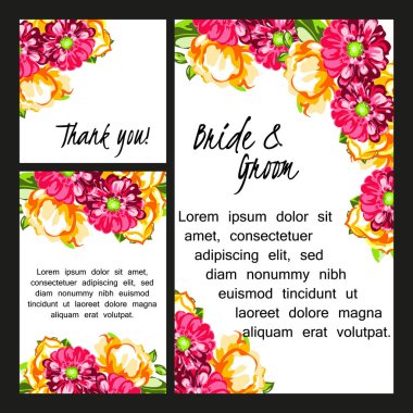 Çiçekli düğün davetiyesi.