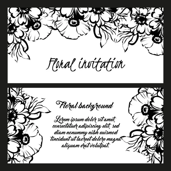 Tarjeta de invitación floral — Vector de stock