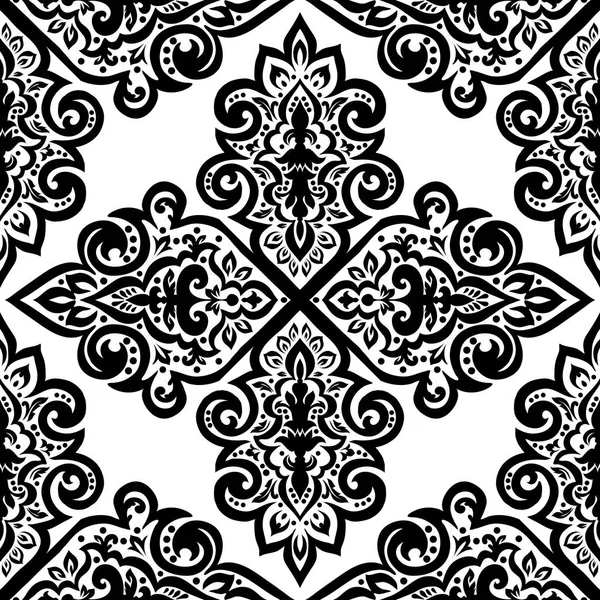 Seamless monochrome ornate pattern — Stock Vector