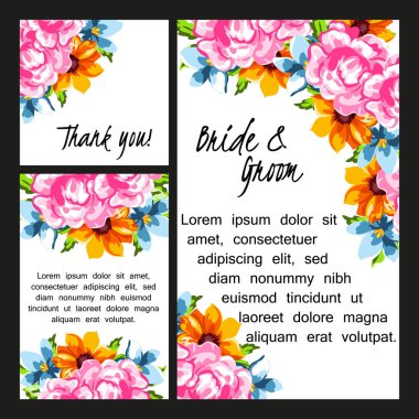 Çiçekli düğün davetiyesi.