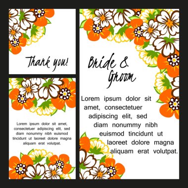 Çiçekli düğün davetiyesi.