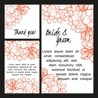 çiçek düğün davetiye kartı