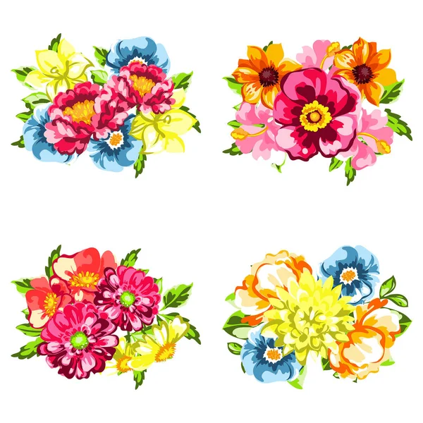 Conjunto de belas flores coloridas —  Vetores de Stock