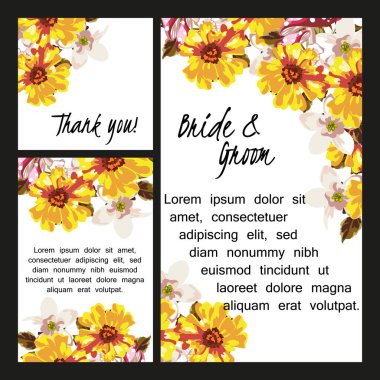 Çiçekli düğün davetiyesi.