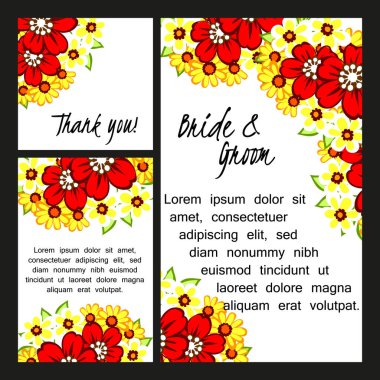 Çiçekli düğün davetiyesi.