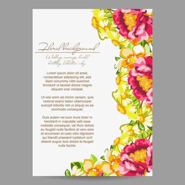 Tarjeta de invitación floral — Vector de stock