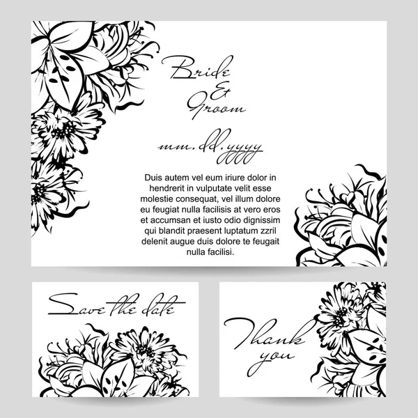 Vintage floral casamento convite cartão — Vetor de Stock