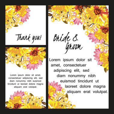 Çiçekli düğün davetiyesi.