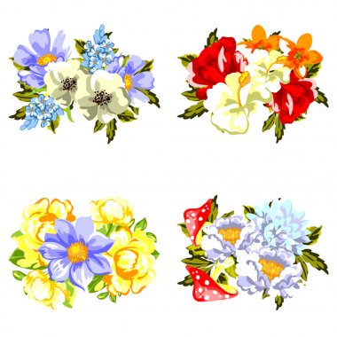 Dizi güzel renkli çiçekler