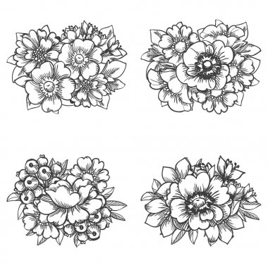 Güzel çiçek çizimleri kümesi