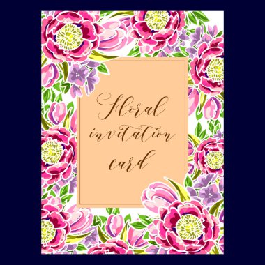 Çiçekli davetiye kartı