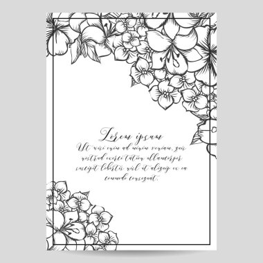 Çiçekli davetiye kartı