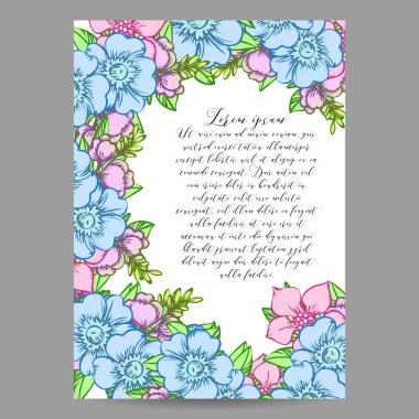 Çiçekli davetiye kartı